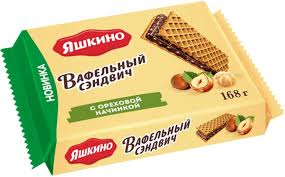 Яшкино вафли сендвич с ореховой начинкой 168 г