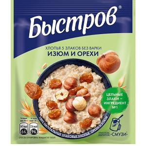 Быстров 5 злаков Изюм и орехи 40 г 1 шт