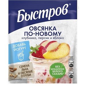 Быстров каша овсяная клубника, персик, яблоко 35 г