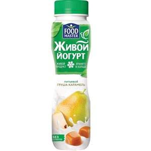 FoodMaster Йогурт питьевой Живой Груша -карамель 1% 280 гр