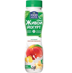 FoodMaster Йогурт питьевой Живой Персик- ваниль 1% 280 гр