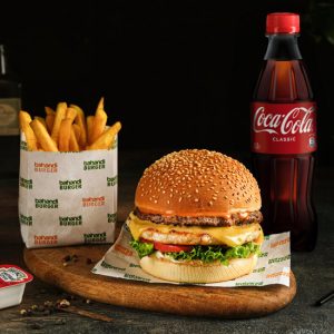 Bahandi  MENU MIX CHEESE BURGER x2   (Дойной бургер ассорти с сыром, напиток, фри и соус)