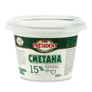 МИ Сметана President 15% вес 200г
