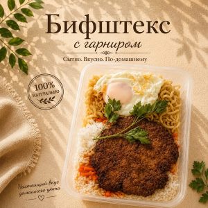 ИП Бифштекс со смешанным гарниром 430 гр