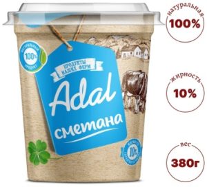 Сметана Adal Продукты наших ферм 10% 380 г