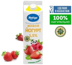 Йогурт Nәtige Живой клубника, малина 1.5% 900 г