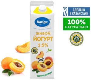 Йогурт Nәtige Живой абрикос, персик 1.5% 900 г