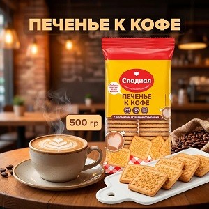 FIX Печенье сахарное «К кофе», Сладиал, 500 г