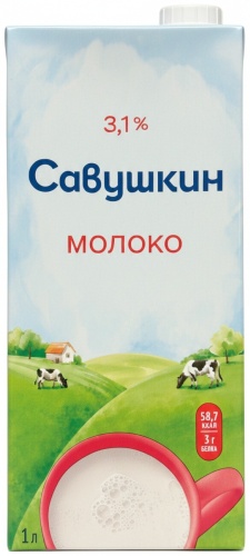 Молоко Савушкин 3.1% 1000 мл