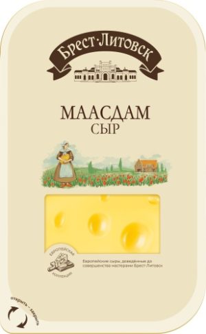 Сыр Брест-Литовск маасдам полутвердый, нарезка маасдам